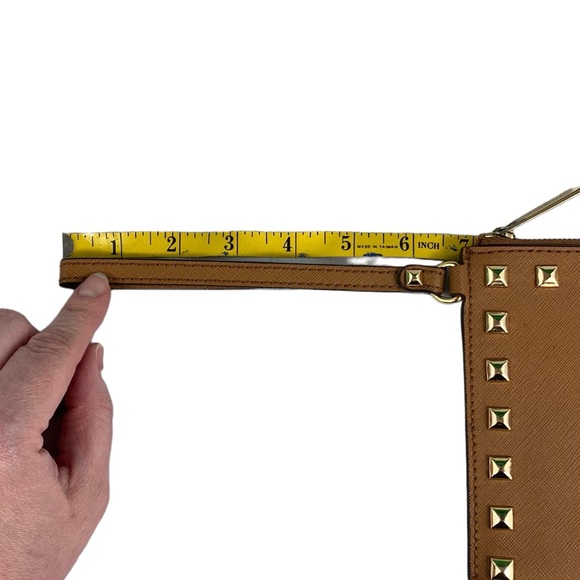 Michael Kors Acorn Sandrine Studded Saffiano Leather Wristlet - Picture 16 of 16